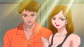 Busty anime dame gets fucked by two dudes at the same time