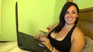 Chubby babe gets a finger in the ass right before a big cock slides in.